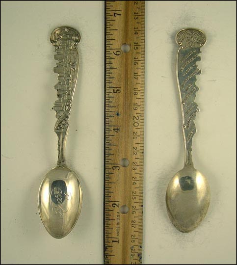 Brooklyn Bridge, Lower New York, Statue of Liberty, Settlement Info, New York Souvenir Spoon MAIN