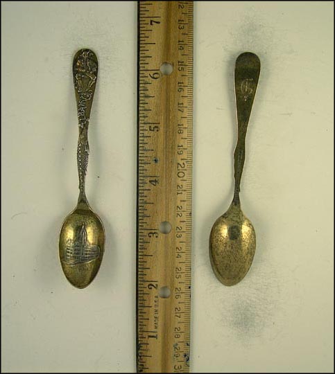 Man Sitting Down, Albany, Fish, Building, Albany, New York Souvenir Spoon MAIN