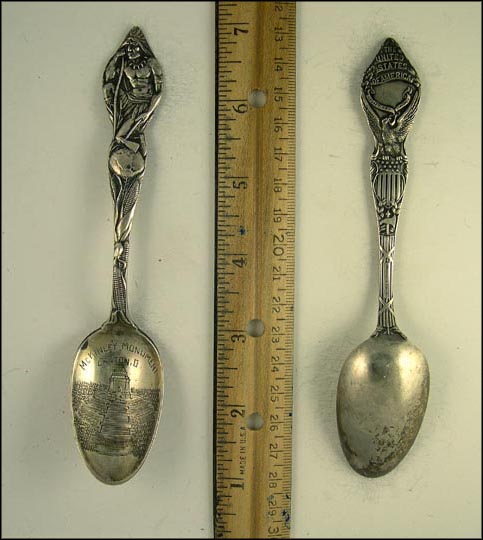 McKinley Monument, Native American, Globe, Corn, Canton, Ohio Souvenir Spoon MAIN