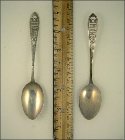 Cut Out, Des Moines, Iowa Souvenir Spoon MAIN
