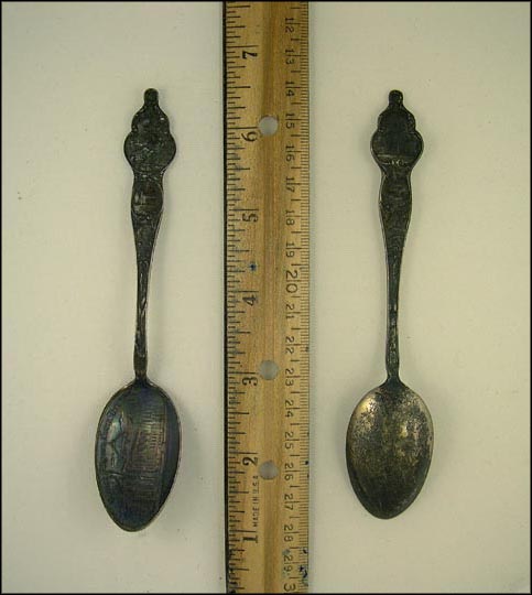 Court House, Who's Here, Wabash, Corn, State Capitol...... Souvenir Spoon MAIN