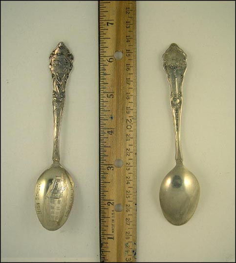 High School, State Seal, State Capitol Building, Covington, Indiana Souvenir Spoon MAIN