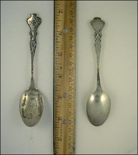 First House in Lawrence, 1854, 1904, F&AM, Free Mason, Lawrence, Kansas Souvenir Spoon MAIN