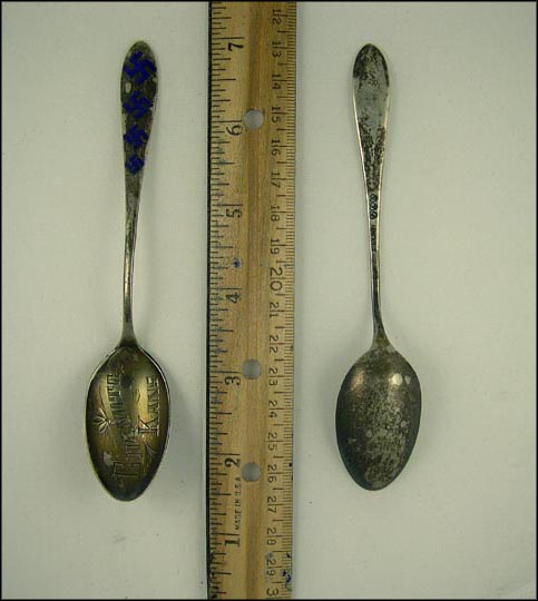 Four Swastika's, Chanute, Kansas Souvenir Spoon MAIN