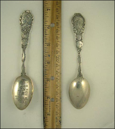 Children's Home, 1893, Woman Going to World's Fair, 1492-1893, Chicago, Illinois Souvenir Spoon MAIN