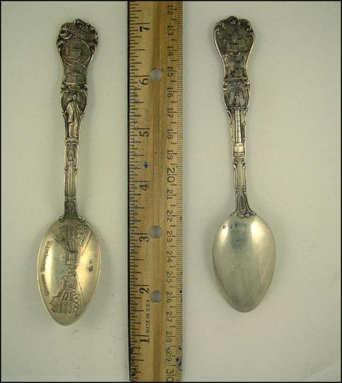 City Seal, Public Library, Lincoln Statue, Water Tower, Chicago University...... Souvenir Spoon MAIN