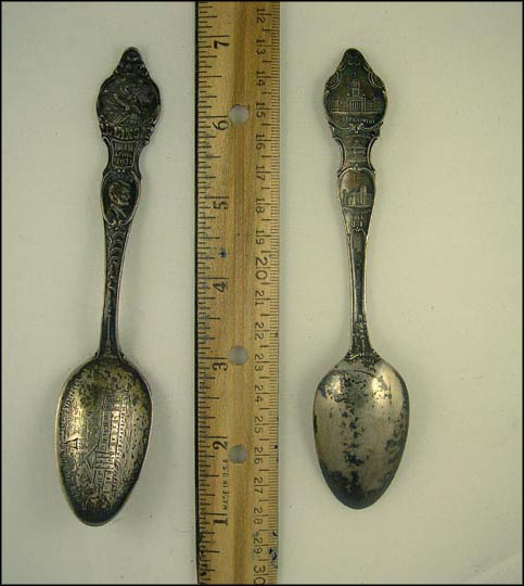Ill. Masonic Home, Lincoln, State Seal, State Capitol, Fort Dearborn...... Souvenir Spoon MAIN