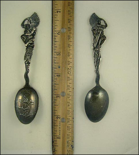 The Windy City, People Blowing in the Wind, Cut Out Native American, Chicago, Illinois Souvenir Spoon MAIN