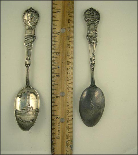 Abraham Lincoln, Lincoln's Home, Lincoln Monument, "All's Well"...... Souvenir Spoon MAIN