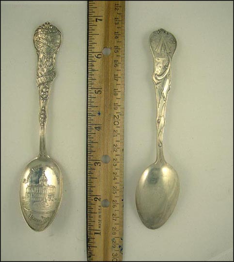 Illinois State Seal, Court House and Monument, Peoria, Illinois Souvenir Spoon MAIN