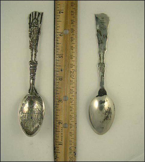 Columbian Exposition 1892-3, Cut Out Columbus, Chicago, Illinois Souvenir Spoon MAIN