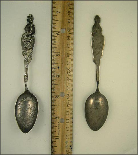 1492 Columbia-Anniversary 1892, Ship, Corn, Columbus, Queen Isabella Souvenir Spoon MAIN