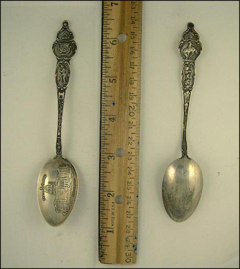 State Capitol, State Seal, Bucking Bronco, Horses and Buggy, Denver, Colorado Souvenir Spoon MAIN