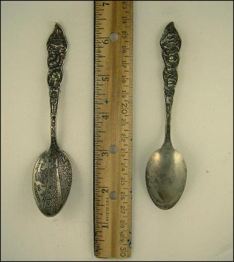 Summit of Pike's Peak, Alt 14147 Ft., Prospector, Herding Cattle, Colorado Souvenir Spoon MAIN