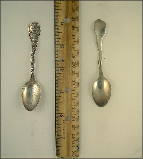 Man Sitting "Holding Down A Claim", Colorado State Seal, Colorado Souvenir Spoon MAIN