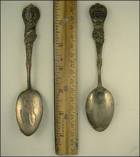 Shoe, Minute Man, Plymouth Rock, State Seal, State Capitol, Hoosac Tunnel...... Souvenir Spoon MAIN