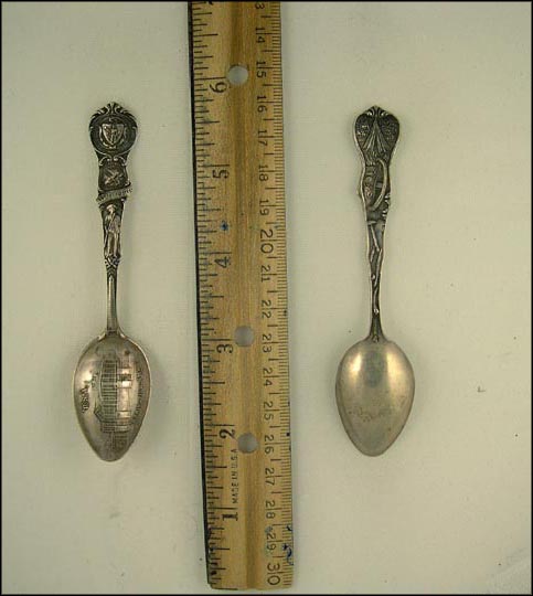 State Seal, Plymouth Rock, Minute Man, Bunker Hill, Springfield, Massachusetts Souvenir Spoon MAIN