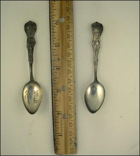 City Hall, Minute Man, Plymouth Rock, State Seal, Worcester, Massachusetts Souvenir Spoon MAIN