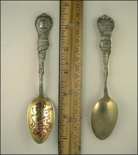 Red Kansas City, City Seal, Paseo, Exchange Building, Willis Wood Theatre...... Souvenir Spoon MAIN
