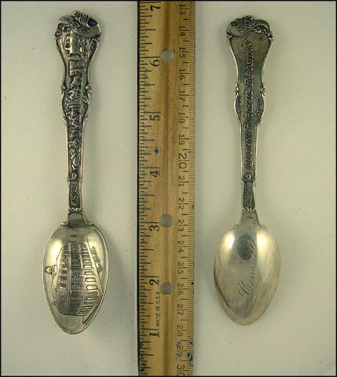 Official Louisiana Purchase Exposition 1904, The Cabildo, 1803 Horses...... Souvenir Spoon MAIN