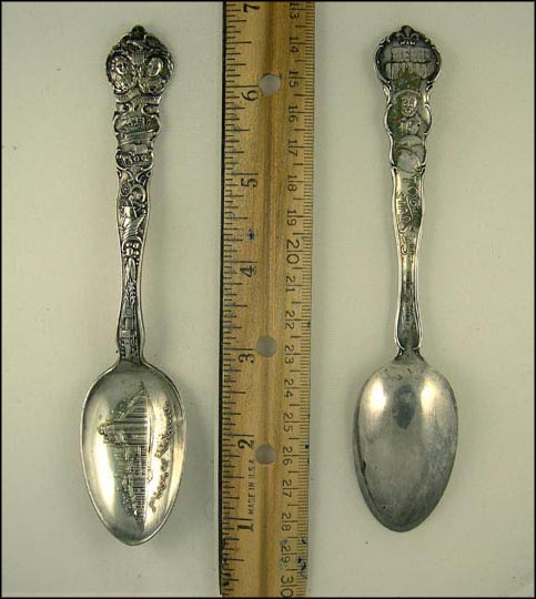 Palace of Electricity, Train, Boat, Horses With People, Jefferson...... Souvenir Spoon MAIN