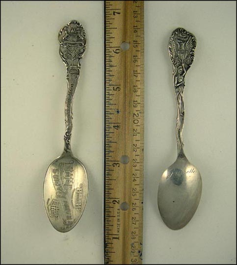 Elks Temple, Library, Federal Building, State Seal, Grand Rapids, Michigan Souvenir Spoon MAIN