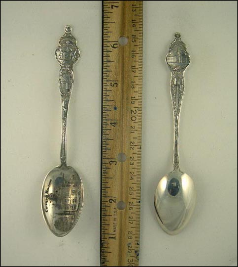 Court House, Fish, Calumet & Hecla, State Seal, State Capitol, Adrian, Michigan Souvenir Spoon MAIN