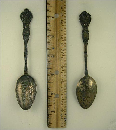 Copper Mine, Load of Logs, State Seal, Macatawa, Michigan Souvenir Spoon MAIN