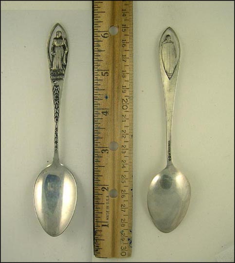 Cut Out Statue of Pere Marquette, Mackinac Island, Michigan Souvenir Spoon MAIN