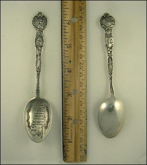 San Gabriel Mission, Wawona, State Capitol... Souvenir Spoon MAIN