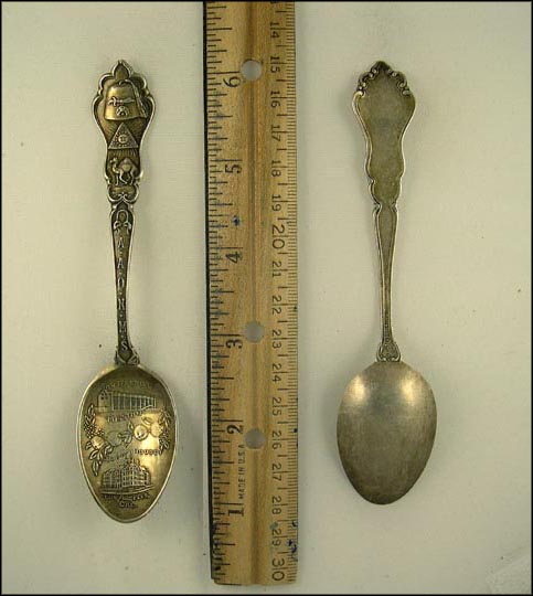 San Gabriel Mission, Court House, A.A.O.N.M.S....... Souvenir Spoon MAIN