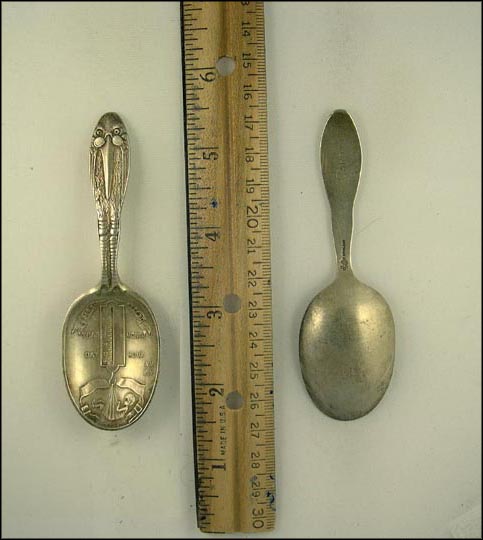 Stork Carrying Baby, Birth Record Souvenir Spoon MAIN