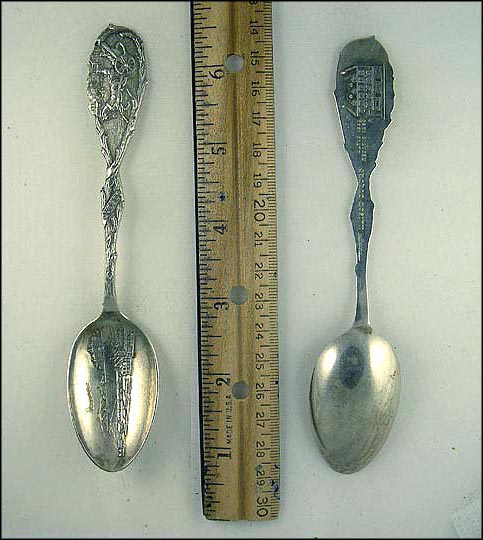 City Scene, Horse and Carriage, Maison Duquet, Batie 1690 Rebatie 1890, Cyr Duquet, Quebec, Canada Souvenir Spoon MAIN