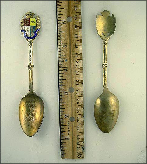 Cut Out Enameled Coat of Arms, Parliament Building, Toronto, Ontario, Canada Souvenir Spoon MAIN