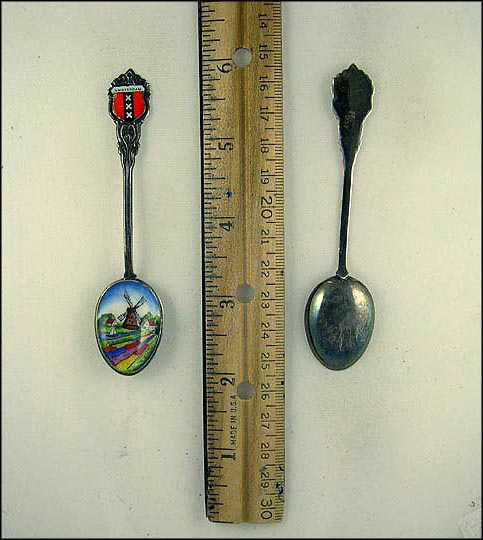 Enameled Crest and Windmill Scene, Amsterdam, Netherlands Souvenir Spoon MAIN