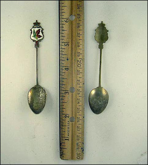 Enameled Maple Leaf, City Scene, Montreal, Canada Souvenir Spoon MAIN