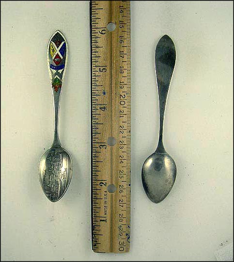 Enameled Crest and Maple Leaf, City Scene, Montreal, Canada Souvenir Spoon MAIN