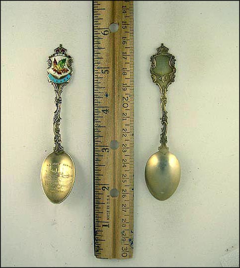 Lachine Rapids, Enameled Maple Leaf, Montreal, Canada Souvenir Spoon MAIN