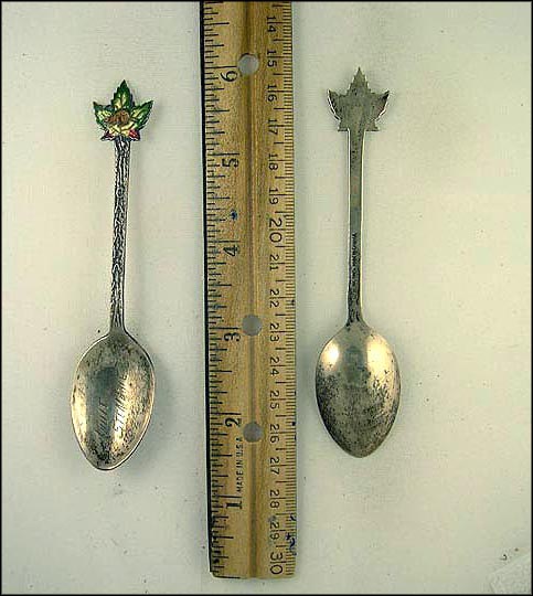 Enameled Maple Leaf and Beaver, Sault Ste. Marie, Canada Souvenir Spoon MAIN