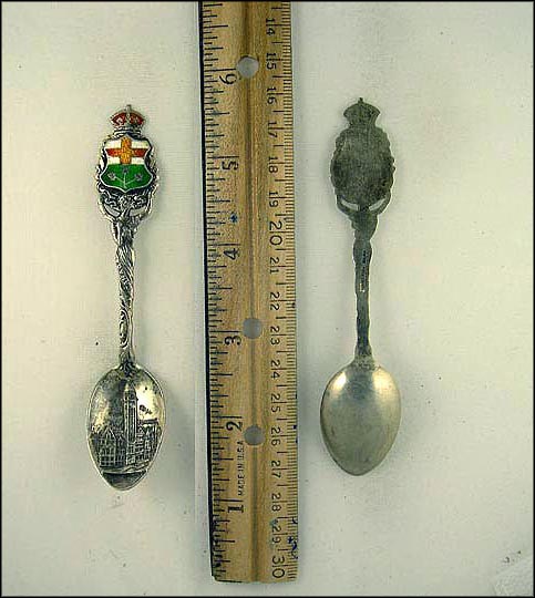 Cut Out Person Holding Enameled Crest, City Hall, Toronto, Canada Souvenir Spoon MAIN