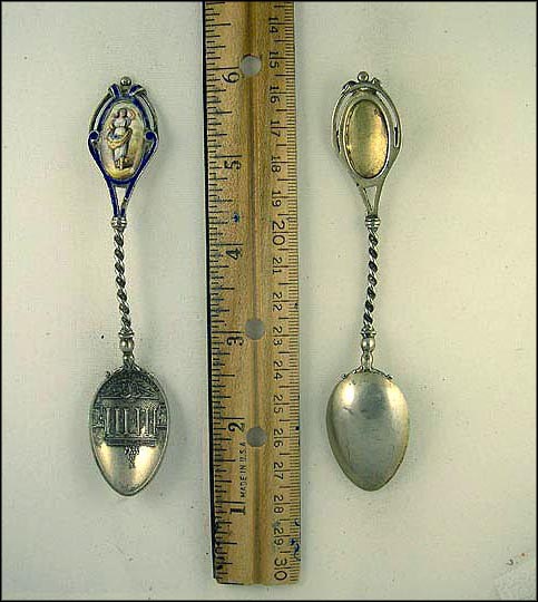 Concave Enameled Woman, Building, Brandenburger, Thor, Germany Souvenir Spoon MAIN