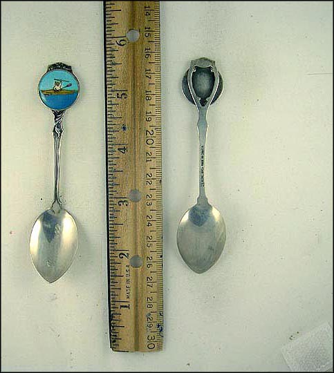 Enameled Person in Kayak, Winnipeg, Canada Souvenir Spoon MAIN