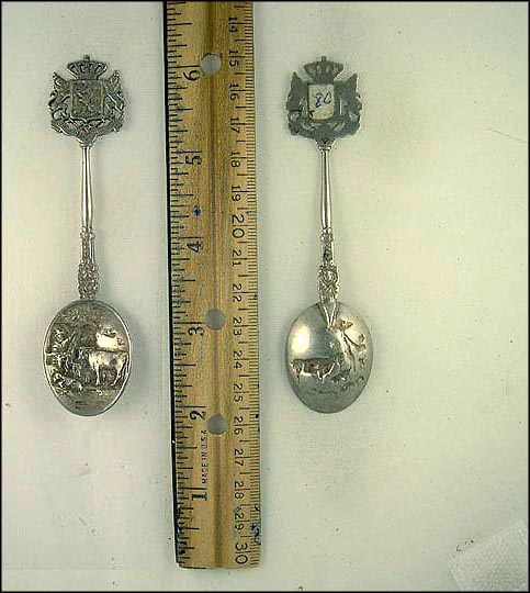 Cut Out Crest, 3D Farmer Taking Care of Cattle, Netherlands Souvenir Spoon MAIN