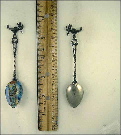 Enameled City Scene, Cut Out Gondola, Venice, Italian Somaliland Souvenir Spoon MAIN