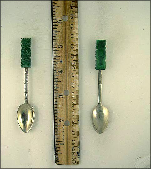 Green Stone Totem, 800 Fine, Mexico Souvenir Spoon MAIN