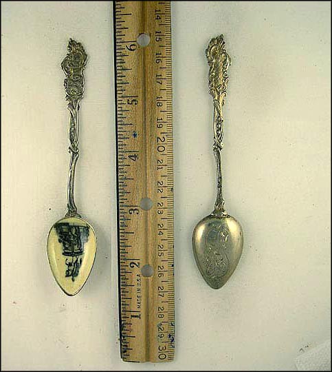 Cream Colored Enamel with Ink Monument Picture, Berlin, Germany Souvenir Spoon MAIN