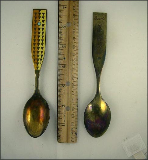 Engraved Carole Enamel Trees, Denmark Souvenir Spoon MAIN