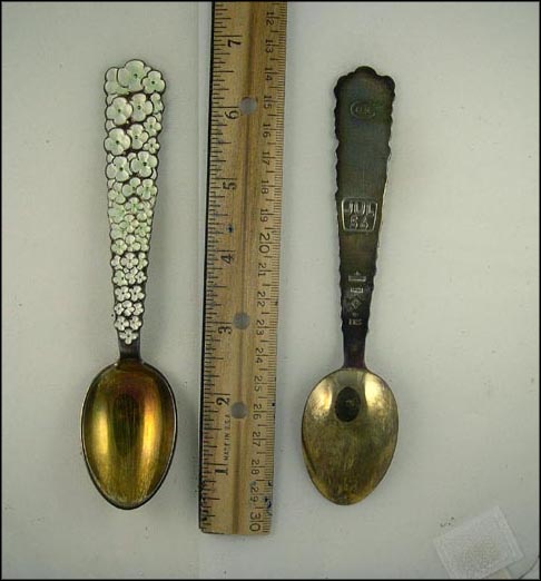 Enamel White Flowers, Denmark Souvenir Spoon MAIN