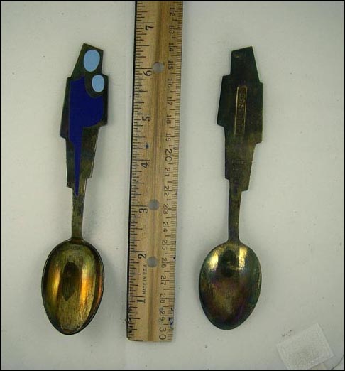 Engraved Michele Enamel Art, Denmark Souvenir Spoon MAIN