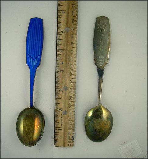 Engraved Carole Enamel, Denmark Souvenir Spoon MAIN